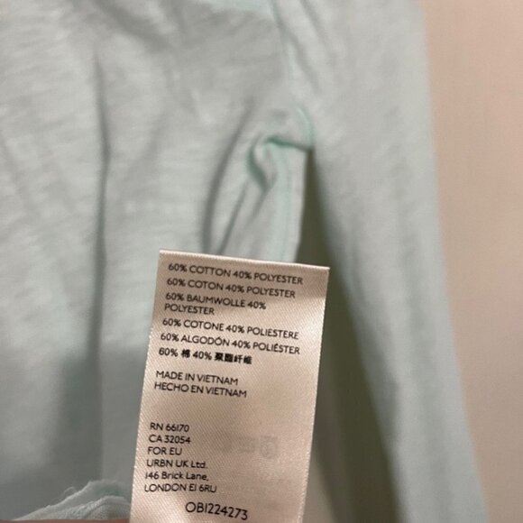 Free People Womens NWOT Green Iced Aqua Caroline Smocked Turtleneck Blouse Small - Picture 8 of 9